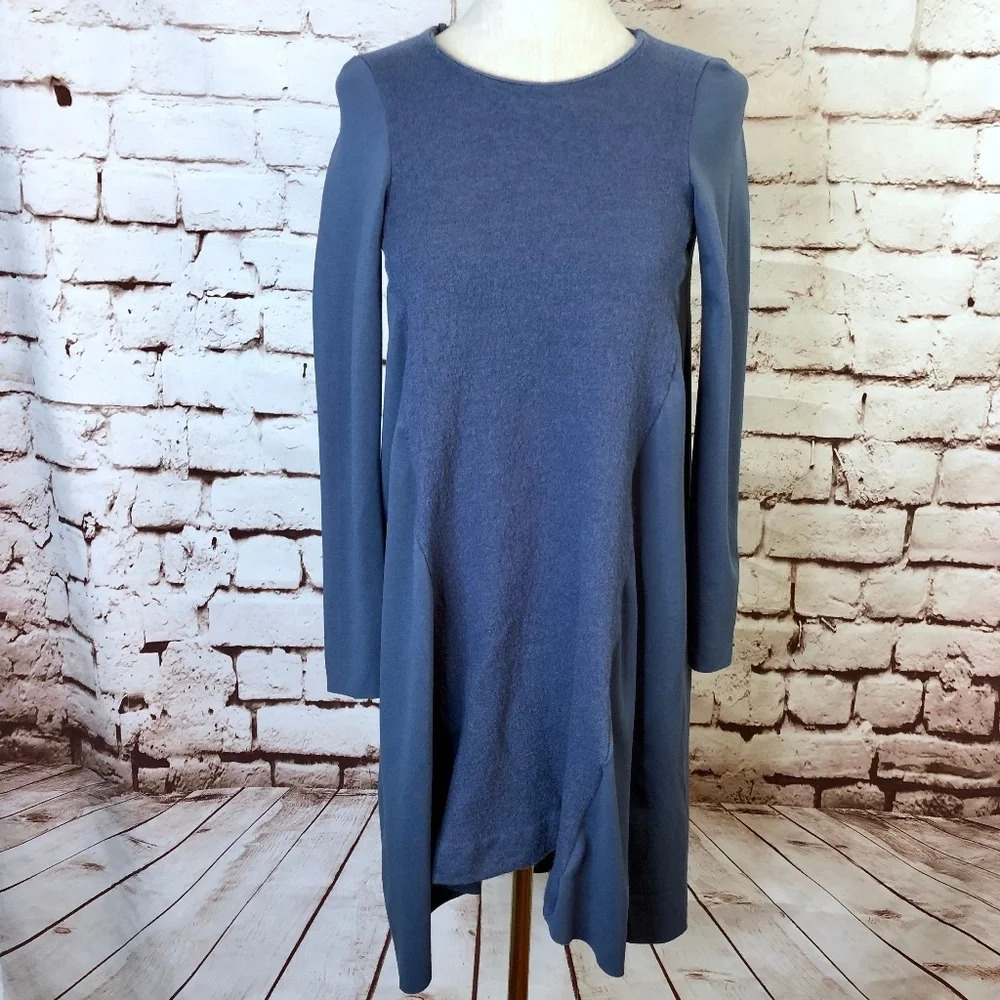 NWOT COS Blue Wool Front Fuzzy Swing Dress